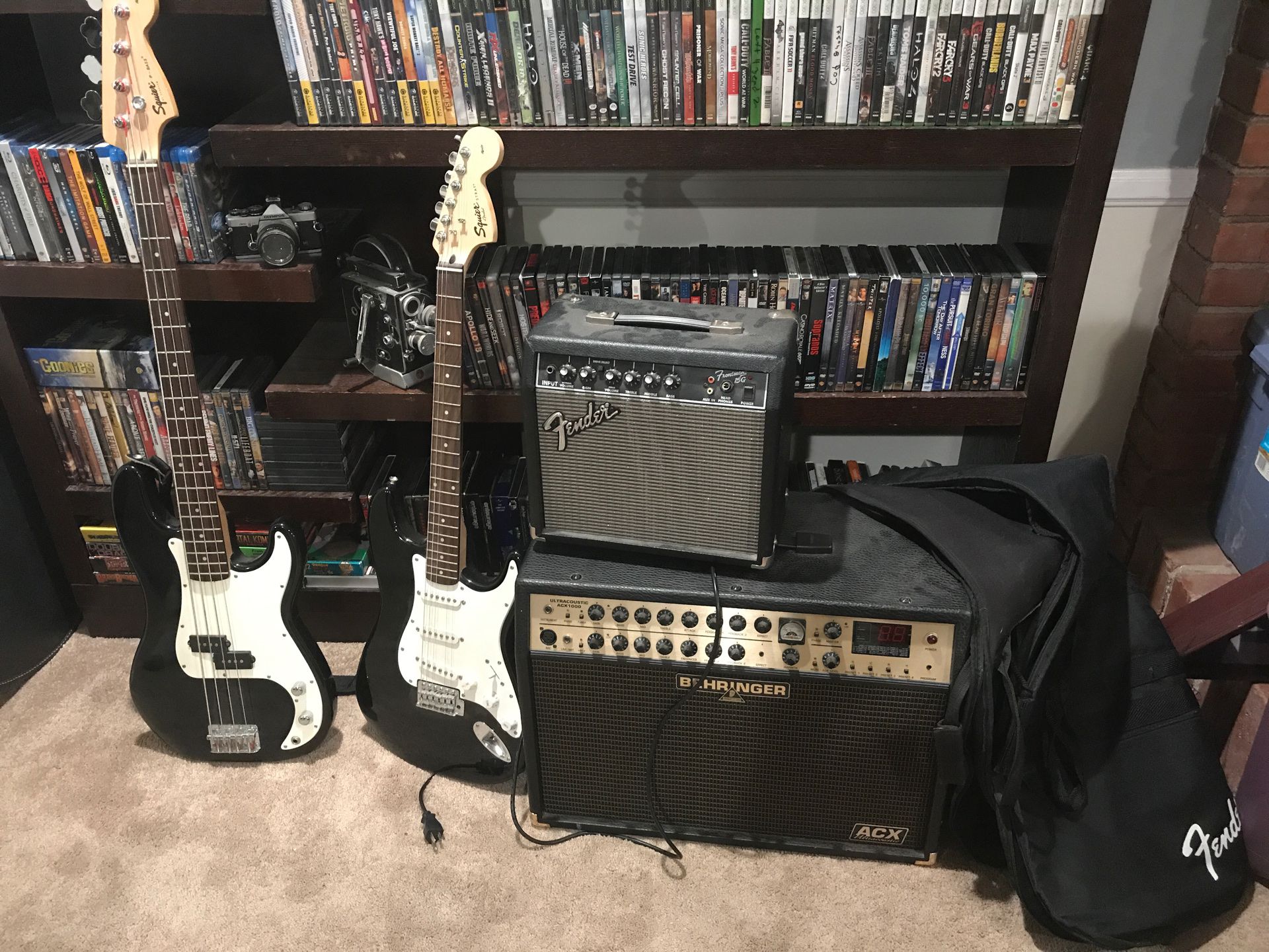 Guitar, bass, amps
