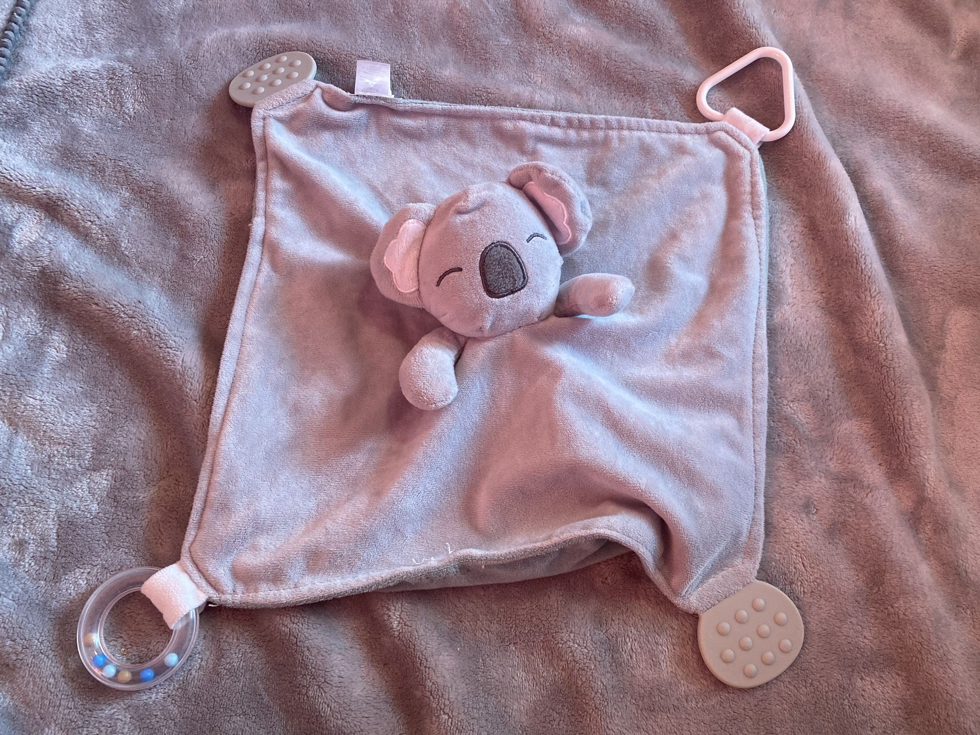 Modern Baby Koala Bear Snuggle Blankie Security Blanket Lovey Teether Rattle