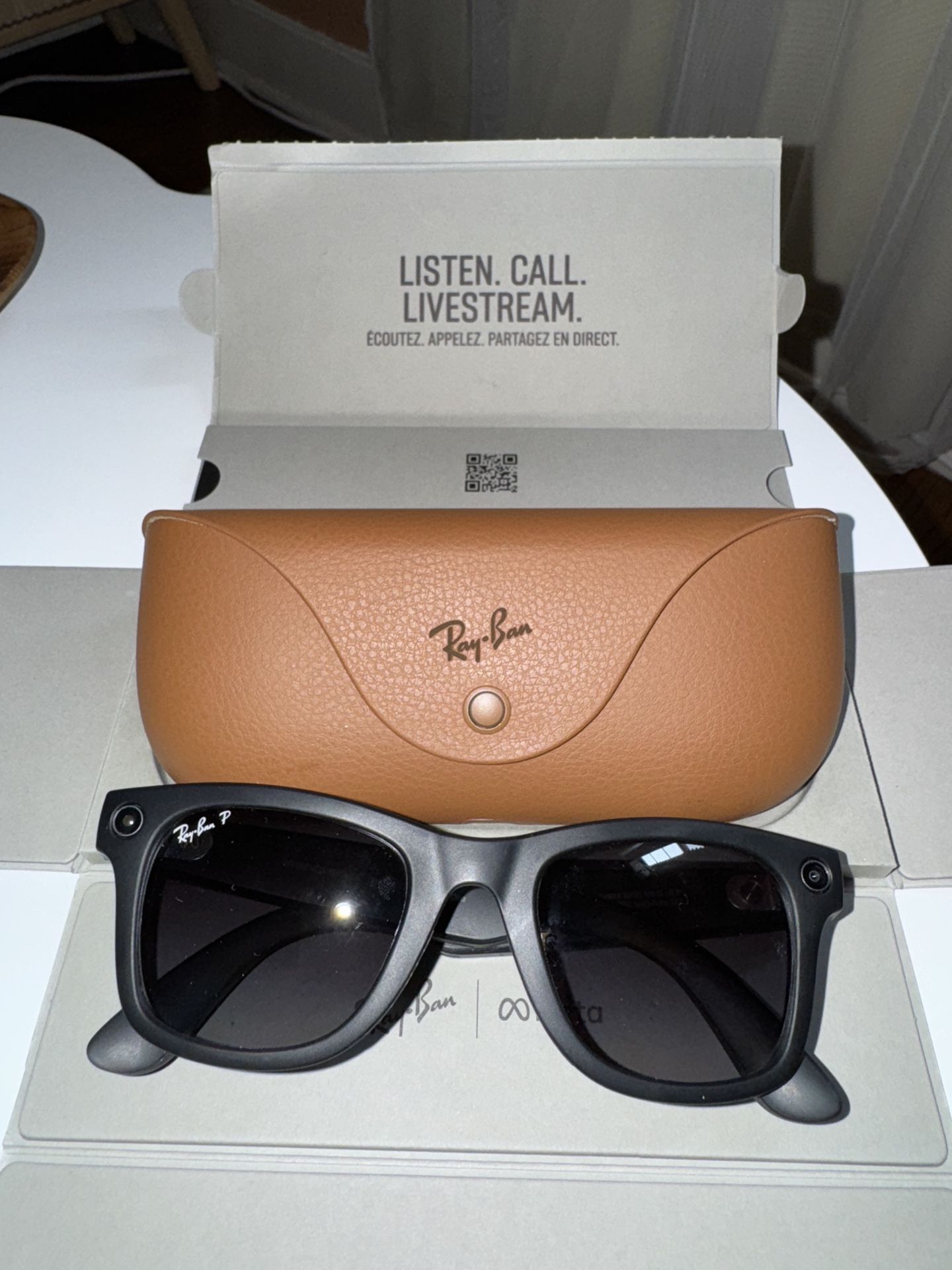 Ray-Ban Meta Wayfarer Glasses - Matte Black Frames, Polarized Gray Lenses 2nd Gen 50-20