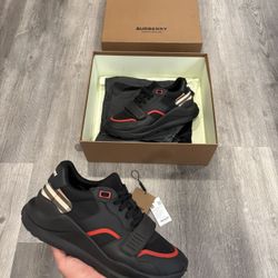 Burberry Black/Red Check Sneakers Size EU 42/ US 9 