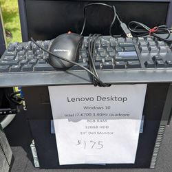 Lenovo Desktop With 19" Monitor