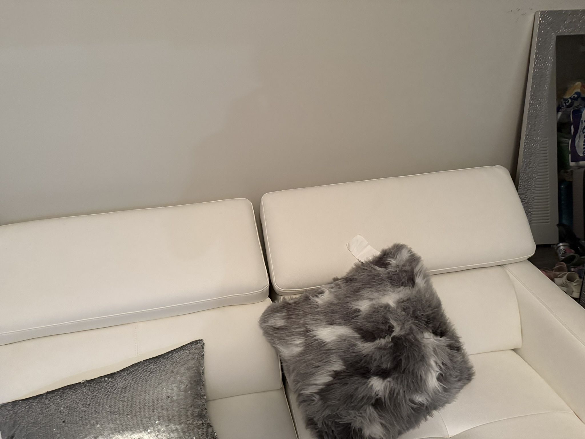 White Faux Leather Couch