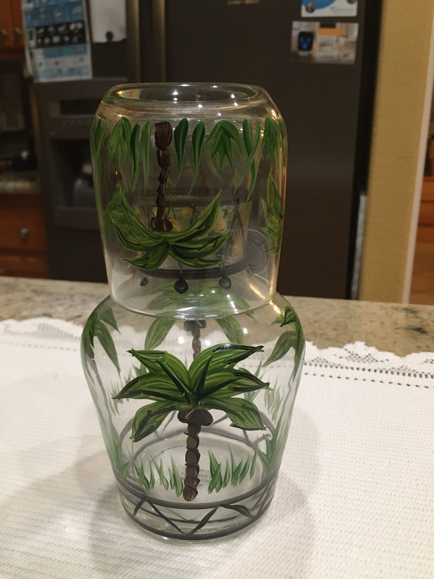 Glass carafe. 7 inch tall. Slightly used.