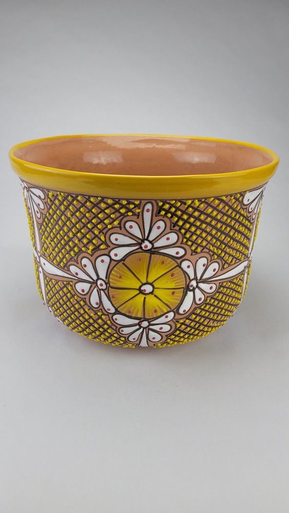 Yellow Hand-Painted Ceramic Planter