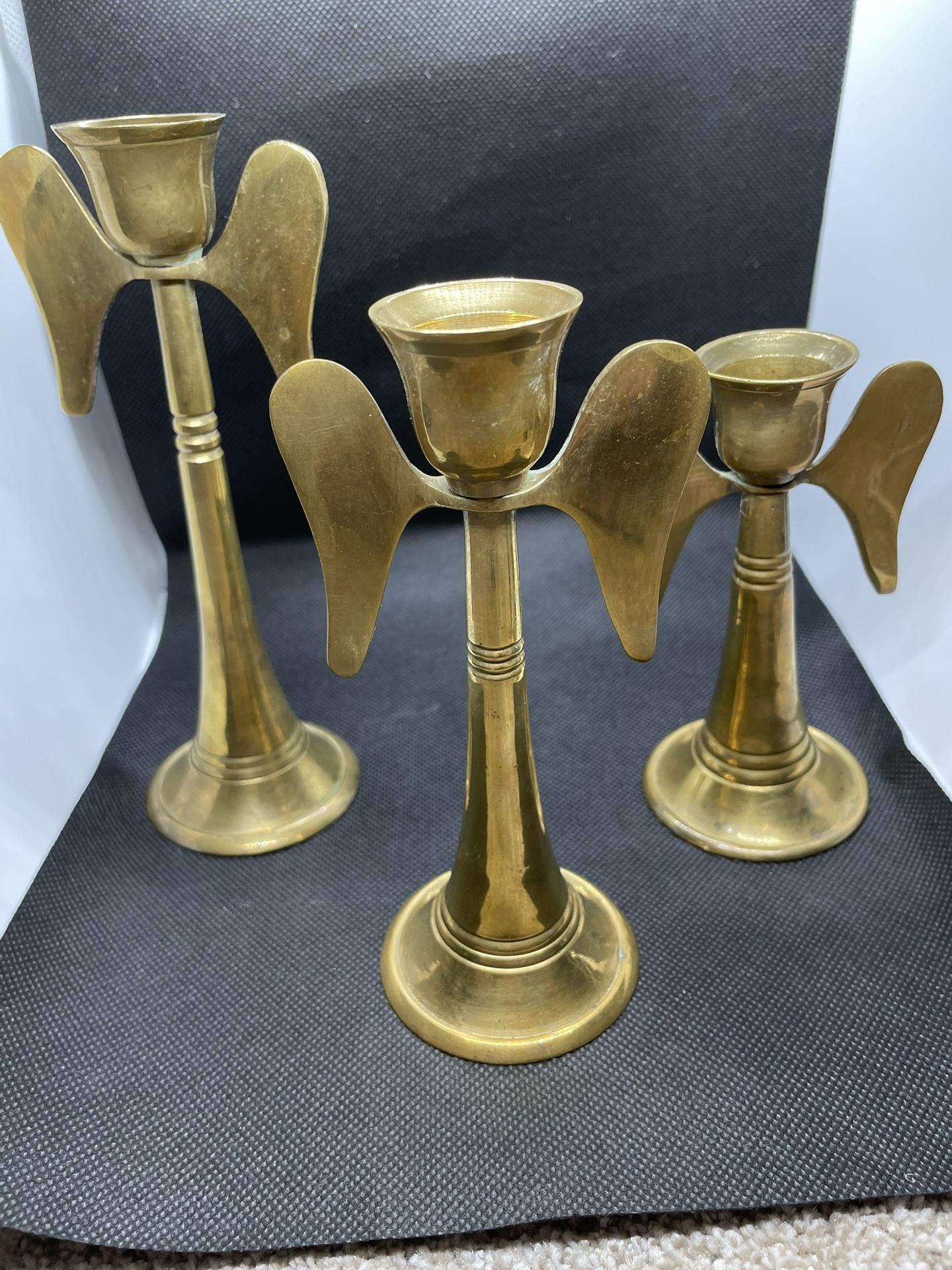 Vintage Brass Angel Candlesticks