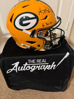 A.J. Hawk Signed Green Bay Packers Riddell SpeedFlex – Beckett Witness – Dual Inscribed