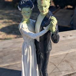 Cold Cast Resin Frankenstein and Bride Statue - Eye Catching Gothic Collectible