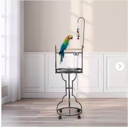 B58 $45  72 in. H Parrot Stand Large Bird Playstand Feeder Perch  Functional round bird stand: this large parrot perch is designed with a removable ro