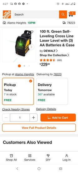DeWalt laser crossline laser level