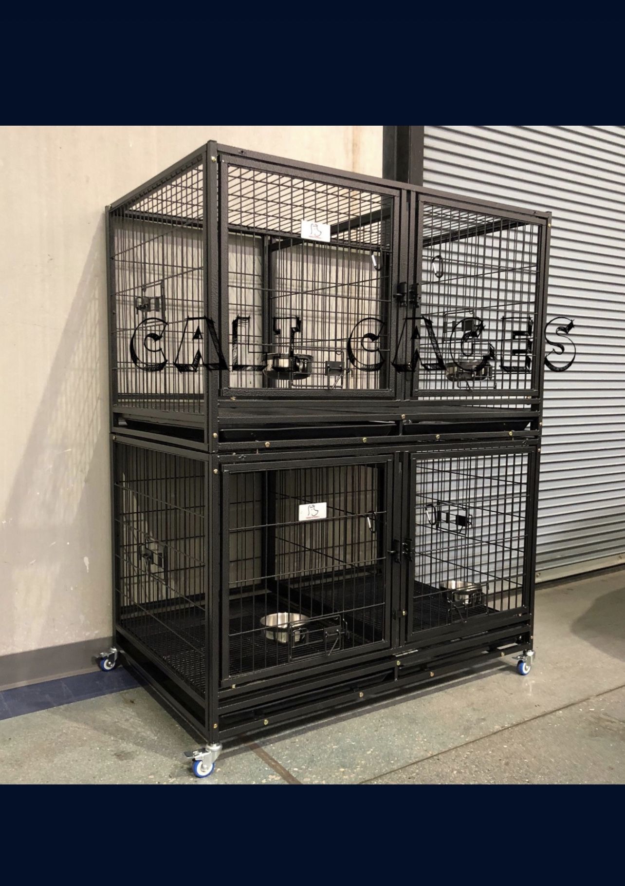 Dog Pet Cage Kennel Size 43” Stackable With Divider And Feeding