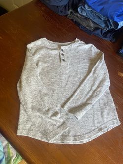 Gray Long Sleeve Henley Shirt