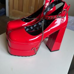 Red goth baddie platform heels 