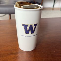 Starbucks RARE UW Gold Lid Ceramic Tumbler 12 Oz 