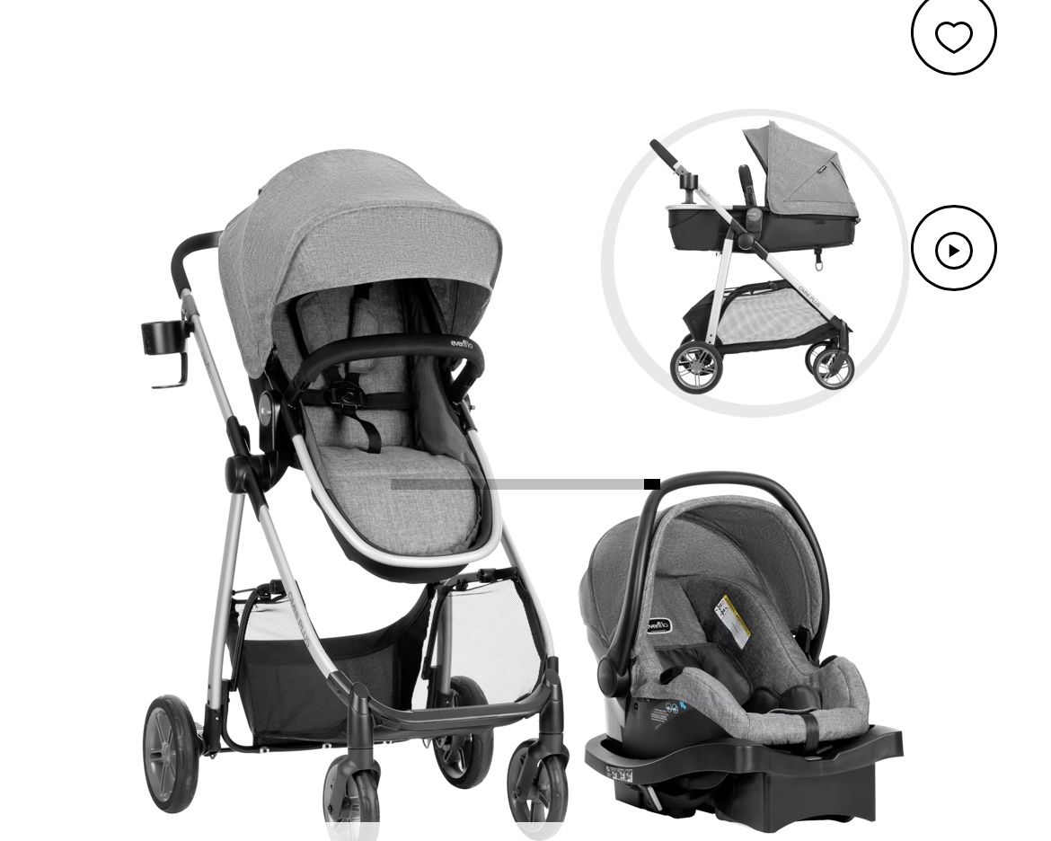 Evenflo Omni Plus Modular Travel System with LiteMax Sport Rear-Facing Infant Car Seat, Mylar Gray
