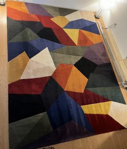 8' x 11' Colorful Geometric Hand Tufted Wool Rug