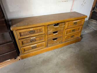 FREE Oak Wood Dresser with 9 Drawers