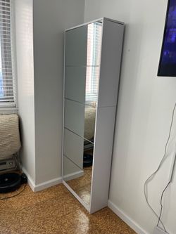 Tall mirrored 5 draw Shoe storage cabinet