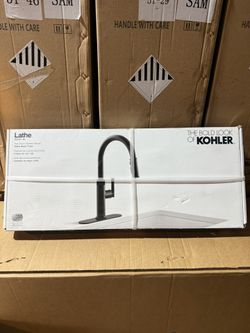 Kohler Lathe R31627-BL Single Handle Deck Mount Pull Down Kitchen Faucet Black