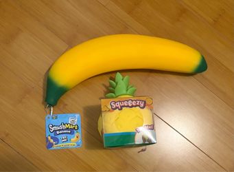 Giant Banana & Squeezy Pineapple  - Fruit Squishy Bundle (New)