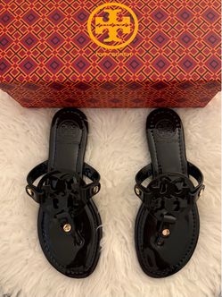Tory Burch Miller Sandals Black Patent