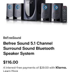 beFree Sound 5.1 Channel Surround Sound Bluetooth Speaker System in Black

