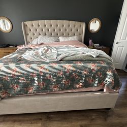 King size bed frame with Ottoman storage