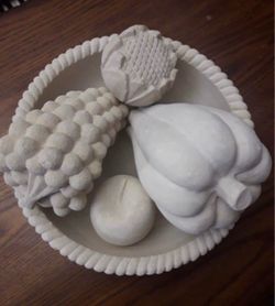 Vintage Mid-Century Monochromatic Ceramic Fruit Bowl Centerpiece