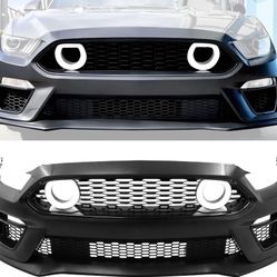 Fits 15-17 Ford Mustang EcoBoost GT LED Grille Front Bumper Cover Mach 1 Style