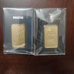 1 Ounce Perth Mint Sealed Gold Bar With Assay Packageing , .999 Pure
