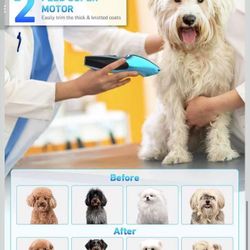 Dog Grooming Kit Low Noise Dog Clippers for Grooming Rechargeable Cordless Dog Grooming Clippers 2 Speed 6 Guards for Thick Knot Coats Pet Grooming Ki