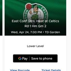 Heat vs. Celtics - Be There for Game 2! (SEC LOGE12, Row 1)