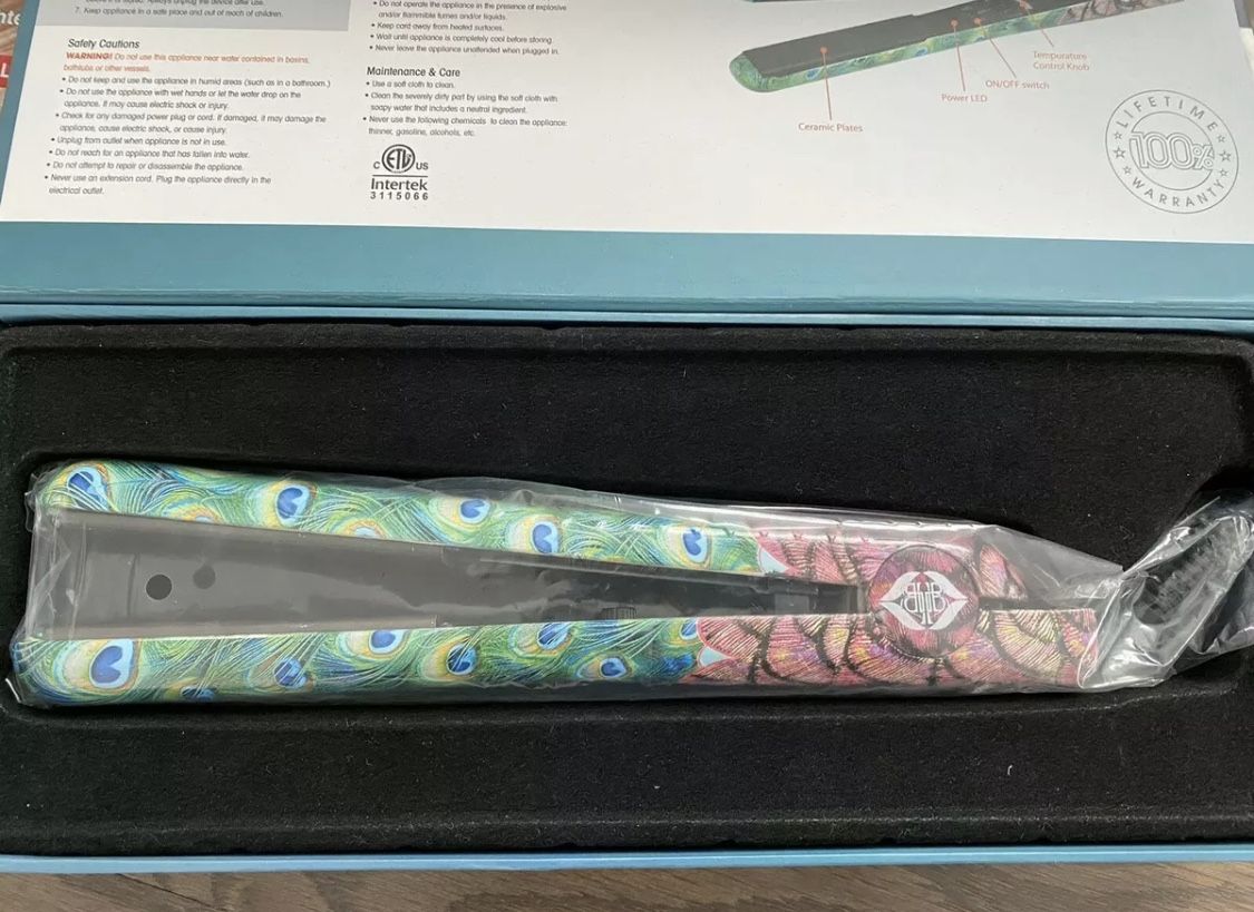 Hair Straightener Flat Iron Beyond the Beauty Limited Edition Peacock Pattern