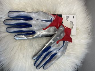 NEW men's Nike Vapor Jet 7.0 Adult Football Gloves SILVER red-blue size M