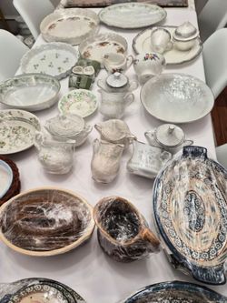 Platters, Tea cups,  Vegetable Bowls,  Plates etc