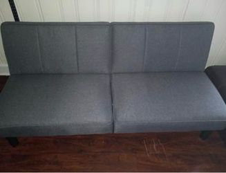 66” Studio Futon, Grey linen upholstery