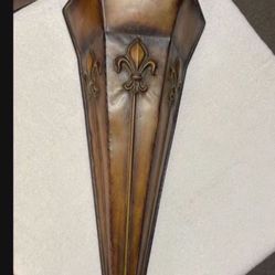 CA. 34” TALL VINTAGE FLEUR DE LIS METAL WALL HANGING