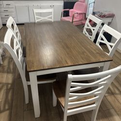 Farmhouse Kitchen Table With 6 Chairs 