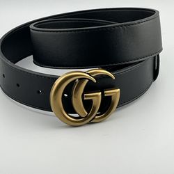 Gucci Look black belt, gold logo buckle size 38 Like New