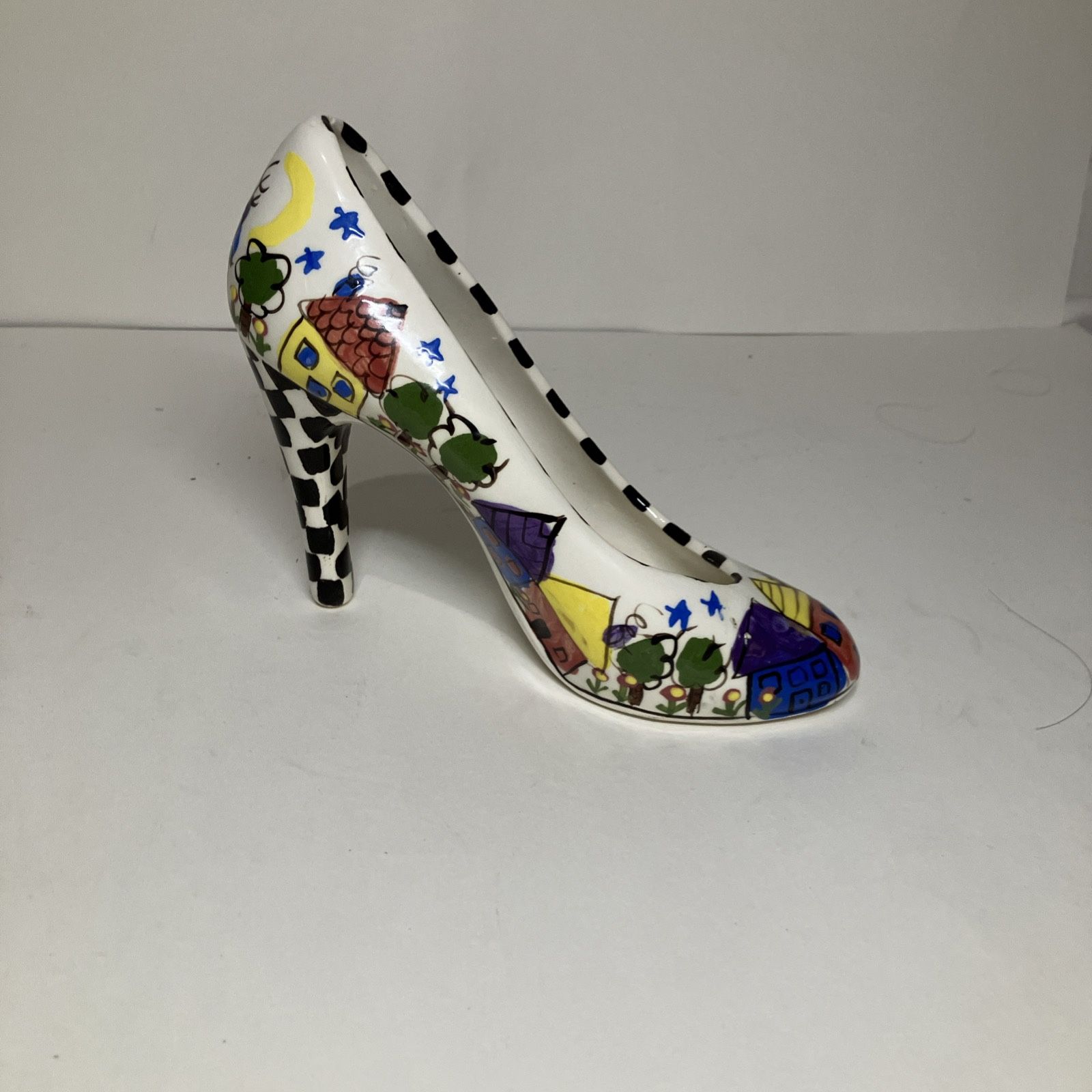 Vintage Robin Sterling Hand Panted Porcelain Heel
