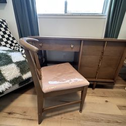 Kent Coffee Vintage Desk With Chair 