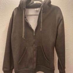Gray Zippered Hoodie Grey Sweatshirt Jacket Size Small