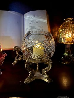 Rose Bowl Candle Holder With Godinger Gold Brass Stand
