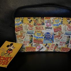 Disney Retro Vintage Movie Poster Wallet Mini Purse Wristlet + Luggage Tag NWT
