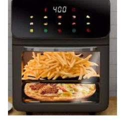 Air Fryer 12QT Convection Oven with 10-in-1 Multi Function, Visible Window and Touchscreen, Black
