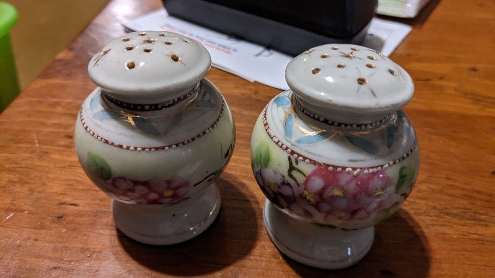 Porcelain floral salt and pepper shakers