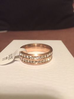 Men's & women's double row rhinestone titanium steel wedding ring size 11 for people who can't afford hundreds of dollars and look so real on also