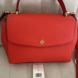Tory Burch Kira Small Top Handle Satchel in Bright Samba – New with Tag