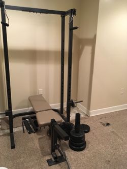 Weider Pro 545 Power Squat Rack w 100 lbs of Weights w barbell for Sale in Upper Marlboro MD OfferUp