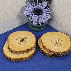 Lipper International Set of 4 Round Acacia Tree Bark Coasters Thailand