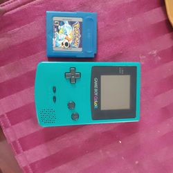 Gameboy Color Blue Sky Great Condition And Pokoman Blue Version Works Great 
